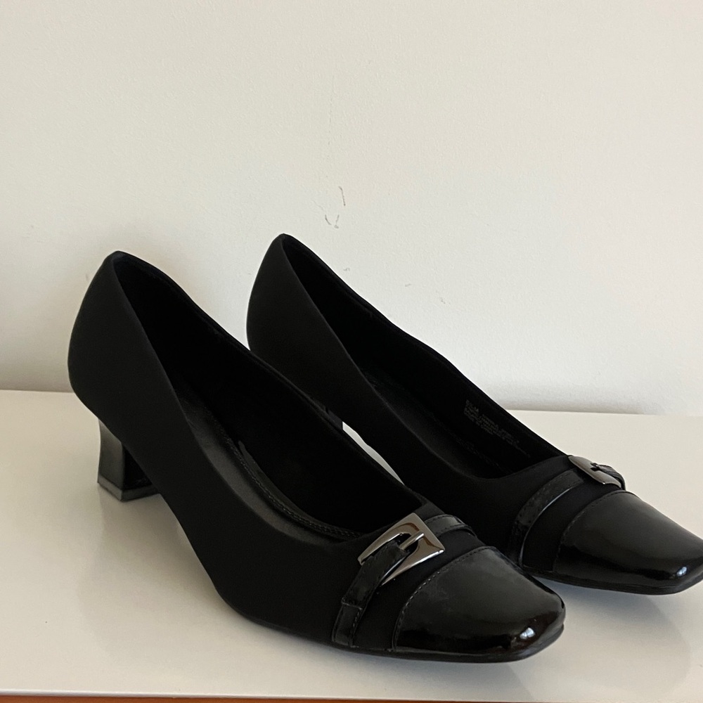 Life Stride Black Heels with Silver Accent